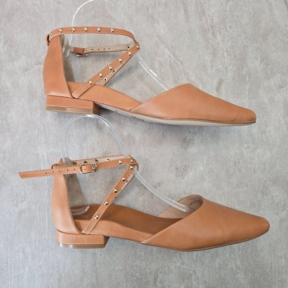 Bared Footwear Flats 6-6.5 Black Leather Studded Pointed Toe Strappy Ballet Shoe - Picture 5 of 13